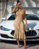 Fashion women dress Amazon Ins Style Sexy Cutout Strap Blouse Hand Crochet Knitted Dress