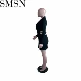 Plus Size Dress Amazon fashion casual autumn and winter suit collar backless dress