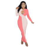 Plus Size Dress Amazon new autumn winter assorted colors thread hollow waist sexy long dress