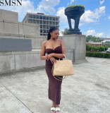 Casual Dress 2022 spring popular style knitted cross off shoulder fashion sexy woolen dress