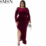 Plus Size Dress European and American plus size women clothes wholesale supply shoulder jewelry dress