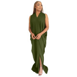 Solid Tank Top Sleeveless Loose Robe Casual Dress
