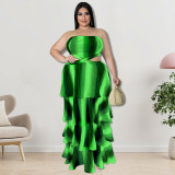 Plus Size Dress Wholesale Tube Top Vertical Bar Large Swing Dress