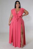 Casual Dress Amazon fashion pure color ruffles plus size dress