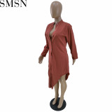 Fashion dress for women wholesale washed cotton solid color multicolor dress