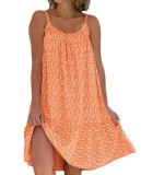 Double Sided Floral Print Loose Suspended Dress