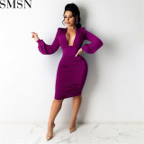 Plus Size Dress Amazon hot sale solid color layered effect sheath sexy dress