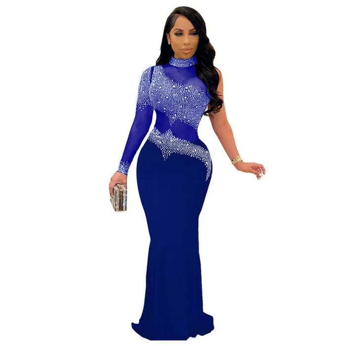 Evening Dresses 2022 Amazon Rhinestone Mesh Slim Fit Dress