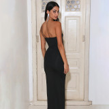 Solid Sexy Halterneck Sleeveless Long Dress