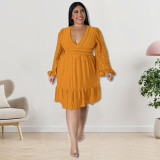 Plus Size Dress European and American women clothes wholesale supply Jacquard striped dress