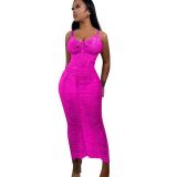 Women'S Casual Knitted Hollow Out Strap Beach Dress
