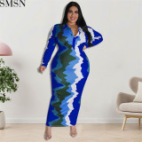 Plus Size Dress large size fall women clothing wholesale supply collar placket open chest dress