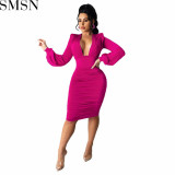 Plus Size Dress Amazon hot sale solid color layered effect sheath sexy dress