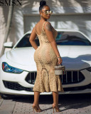 Fashion women dress Amazon Ins Style Sexy Cutout Strap Blouse Hand Crochet Knitted Dress