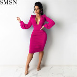 Plus Size Dress Amazon hot sale solid color layered effect sheath sexy dress