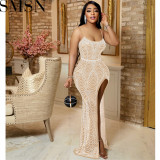 Casual Dress fashion solid color strap irregular rhinestone dress for women