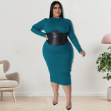 Plus Size Dress large size fall women clothing wholesale supply zipper hit leather one step dress