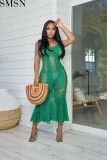 Fashion women dress Amazon Ins Style Sexy Cutout Strap Blouse Hand Crochet Knitted Dress