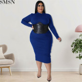 Plus Size Dress large size fall women clothing wholesale supply zipper hit leather one step dress