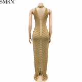 Fashion women dress sexy backless nightclub party formal dress rhinestone see-through dress for women