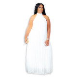 Casual Dress large size fashion pleated loose temperament sleeveless dress for women