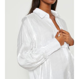 Solid Flash Comfortable Loose Fit Long Shirt Dress