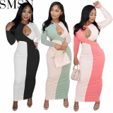 Plus Size Dress Amazon new autumn winter assorted colors thread hollow waist sexy long dress