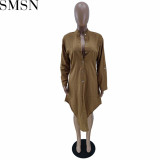 Fashion dress for women wholesale washed cotton solid color multicolor dress