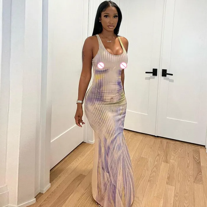 Fashion Sexy Printed Slim Sleeveless Dress