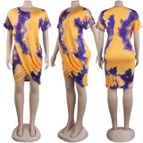 Round Neck Short Sleeved Irregular Club Dress