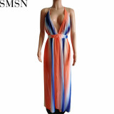 Plus Size Dress Amazon Ebay popular European and American deep V neck backless chiffon dress