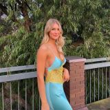 Fashionable sexy spice girl spell color halter belt dress hook flower hollow V collar back waist long Casual Dress