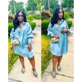 Solid Flash Comfortable Loose Fit Long Shirt Dress