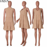 Casual Dress 2022 New Amazon ebay Fashion casual V neck solid color dress