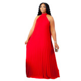 Casual Dress large size fashion pleated loose temperament sleeveless dress for women