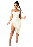Plus Size Dress 2022 Amazon European and American Summer Solid Color Sexy Dress