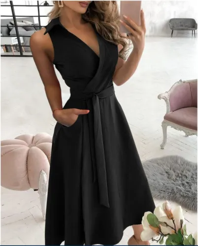 Long Sleeved V-Neck Printed Dress For Women