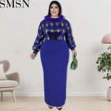 Plus Size Dress wholesale supply long sleeve front beaded dress