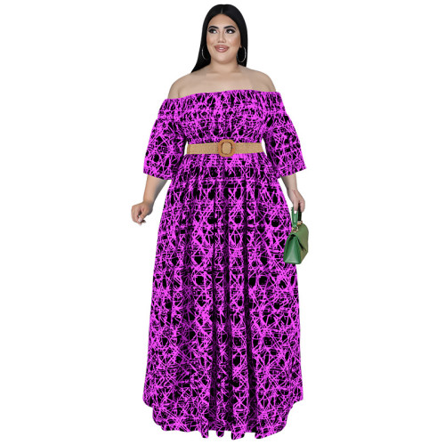 Plus Size Dress 2022 fall long sleeve dress large swing dress Amazon belted