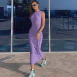 Summer Crewneck Vest Sleeveless Personality Burned Floral Woven Sexy Dress