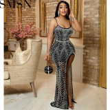 Casual Dress fashion solid color strap irregular rhinestone dress for women