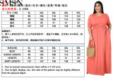 Fashion women dress solid color round neck loose casual plus size dress