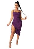 Plus Size Dress 2022 Amazon European and American Summer Solid Color Sexy Dress