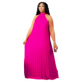 Casual Dress large size fashion pleated loose temperament sleeveless dress for women