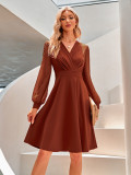 Plus Size Dress 2022 autumn and winter New V neck fashion European and American jacquard dress