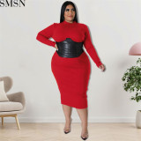 Plus Size Dress large size fall women clothing wholesale supply zipper hit leather one step dress