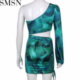 Plus Size Dress personality temperament commute stitching hip drawstring skirt dress women