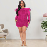 Plus Size Dress European and American plus size women clothes autumn new long sleeve special piece dress