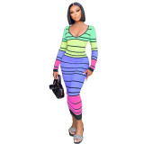 Plus Size Dress European and American sexy V neck slim autumn and winter dress