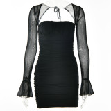 Sexy Spicy Girl Long Sleeve Wrapped Hip Dress